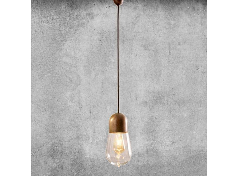 Hängande lampa i vintage design i mässing och glas - Aldo Bernardi Guinguette Viadurini