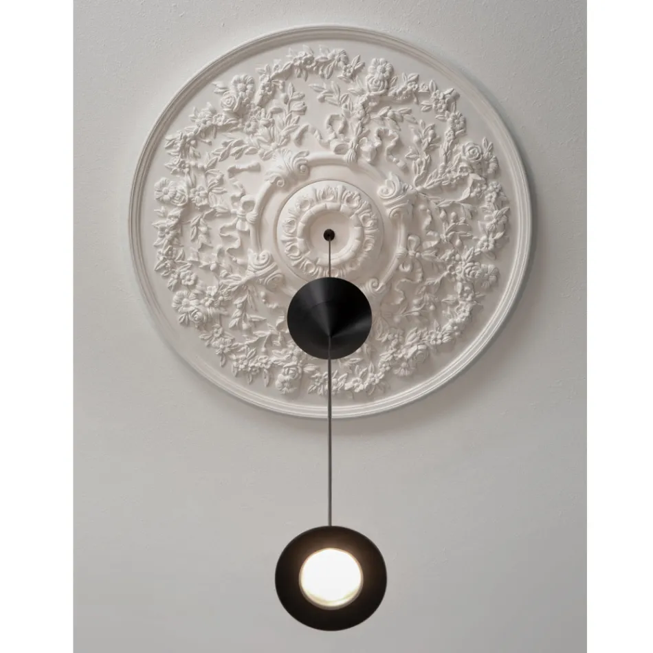 Design upphängd lampa i vit gips och svart aluminium 2 koner - Tesera Viadurini