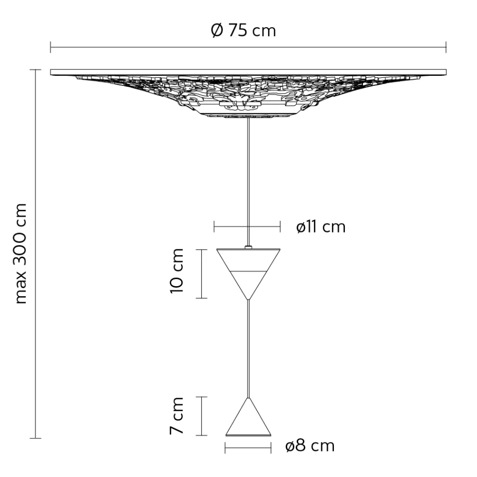 Design upphängd lampa i vit gips och svart aluminium 2 koner - Tesera Viadurini