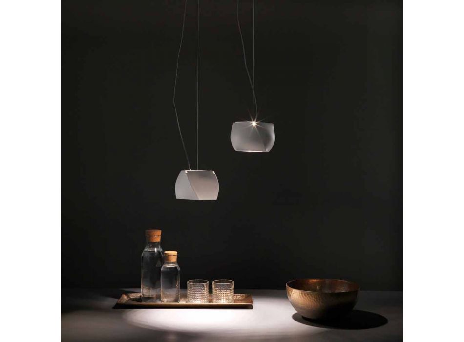 Designhängslampa i metall och vit harts Tillverkad i Italien - Peking Viadurini