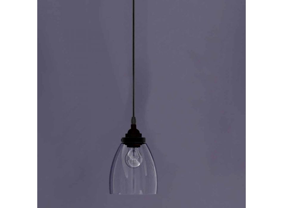 Designhängslampa i metall och transparent glas tillverkad i Italien - Clizia Viadurini