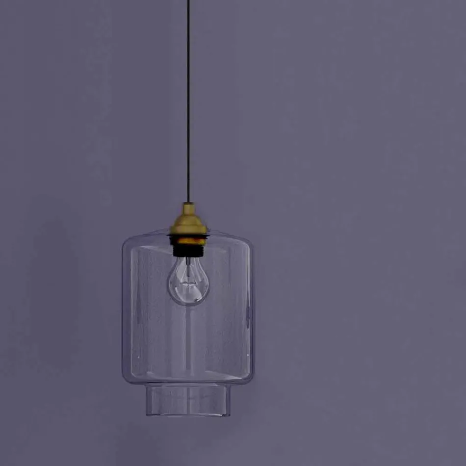 Designhängslampa i metall och transparent glas tillverkad i Italien - Clizia Viadurini