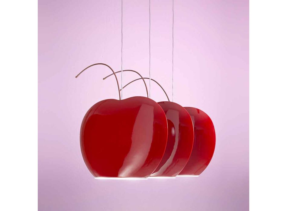 Hängande lampa i körsbärs keramik - frukt Aldo Bernardi Viadurini