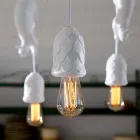 Hängande lampa i matt vit keramik med ekorre och ekollon - ekorre Viadurini