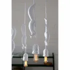 Hängande lampa i matt vit keramik med ekorre och ekollon - ekorre Viadurini