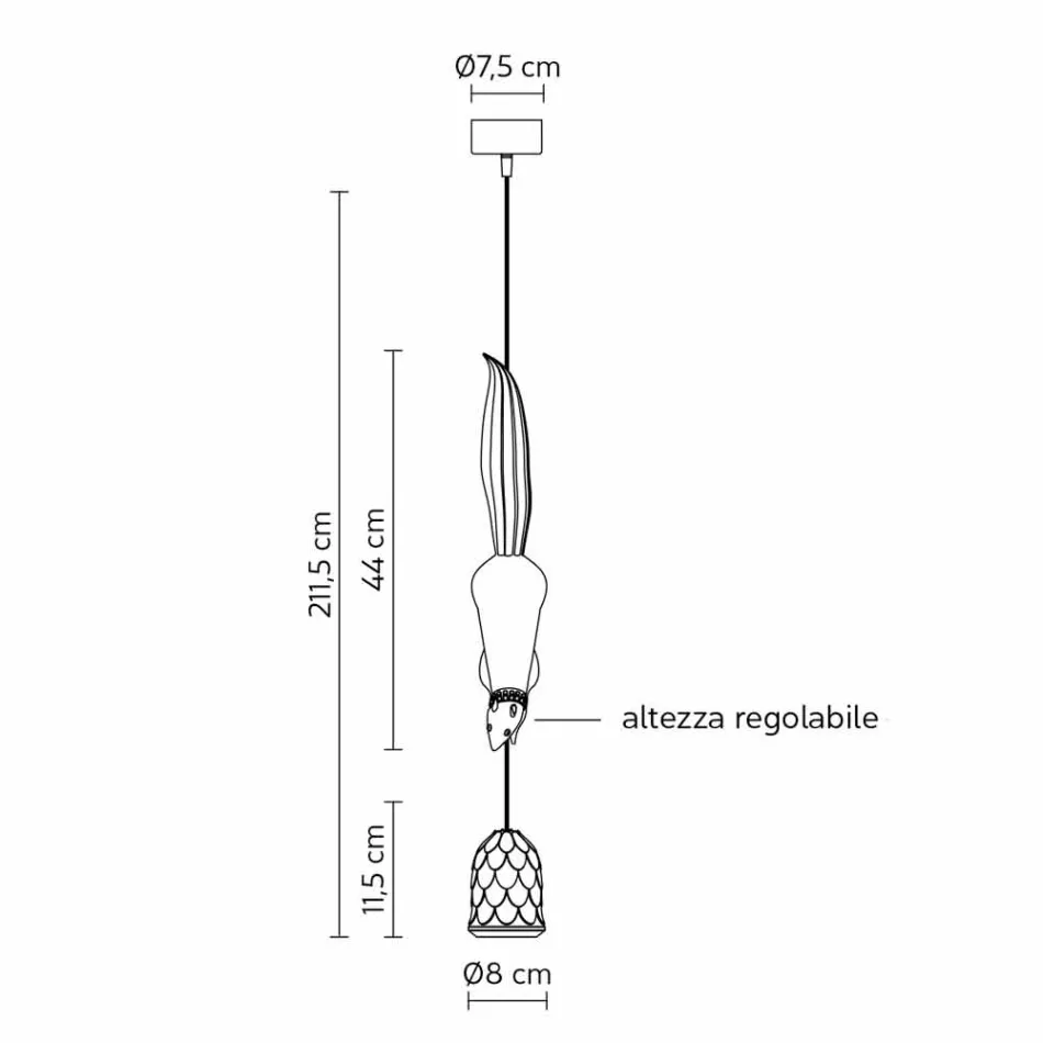 Hängande lampa i matt vit keramik med ekorre och ekollon - ekorre Viadurini
