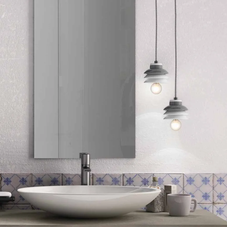 Fjädringslampa i keramiskt och modernt aluminium tillverkat i Italien Asien Viadurini