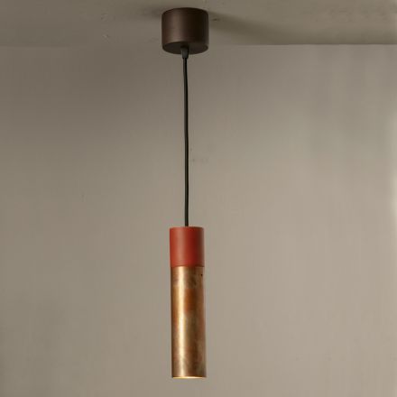Hängande lampa i keramik och koppar handgjord i Italien - Toscot Match Viadurini