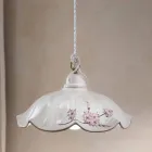 Upphängd lampa i järn och handdekorerad vågig keramik - Belluno Viadurini