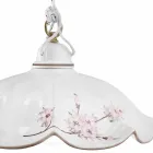 Upphängd lampa i järn och handdekorerad vågig keramik - Belluno Viadurini