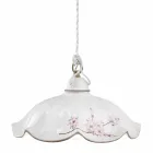 Upphängd lampa i järn och handdekorerad vågig keramik - Belluno Viadurini