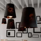 Hängande lampa i antracitlinne med inre designtryck 2 storlekar - Bramosia Viadurini