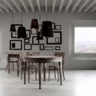 Hängande lampa i antracitlinne med inre designtryck 2 storlekar - Bramosia Viadurini