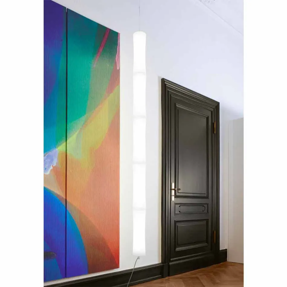 Hängande lampa i vit polyeten och metall tillverkad i Italien - Asturien Viadurini