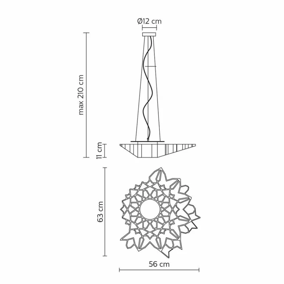 Hängande lampa i Technopolymer White eller Gold Design 2 Dimensions - Cathedral Viadurini
