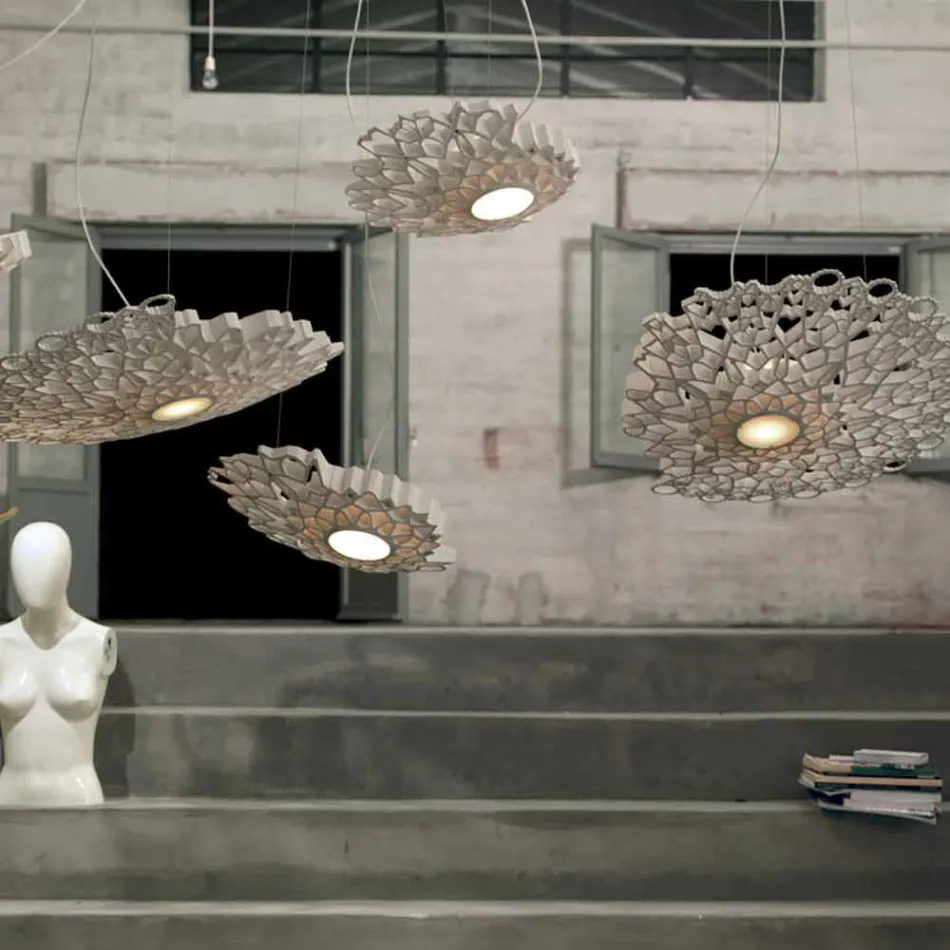 Hängande lampa i Technopolymer White eller Gold Design 2 Dimensions - Cathedral Viadurini