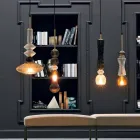 Hängande lampa i Murano-glas med tygkabel Tillverkad i Italien - Missi Viadurini