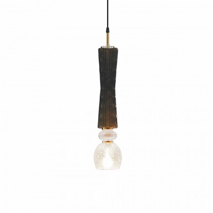 Hängande lampa i Murano-glas med tygkabel Tillverkad i Italien - Missi Viadurini