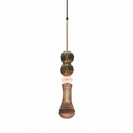 Hängande lampa i Murano-glas och tyg Tillverkad i Italien - Missi Viadurini
