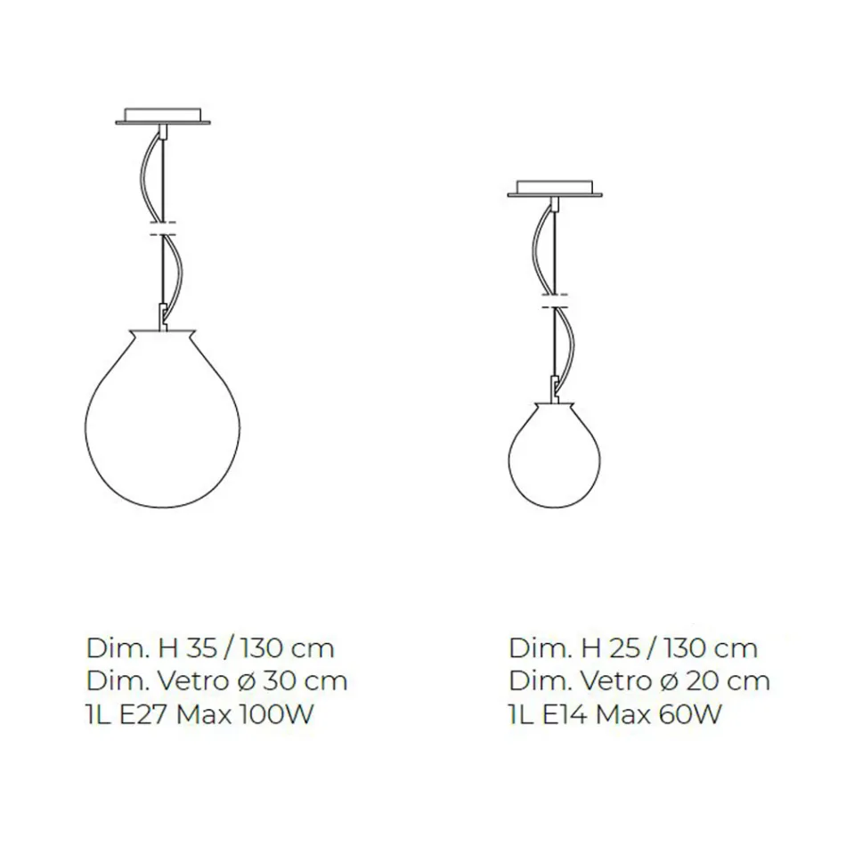 Upphängd lampa i handblåst höljt venetianskt glas - ballong Viadurini