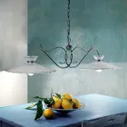 Linjär upphängd lampa 2 lampor Keramisk handgjord broderieffekt - Ravenna Viadurini