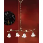 Linjär upphängd lampa 4 lampor i järn, glas och keramiska rosor - Siena Viadurini