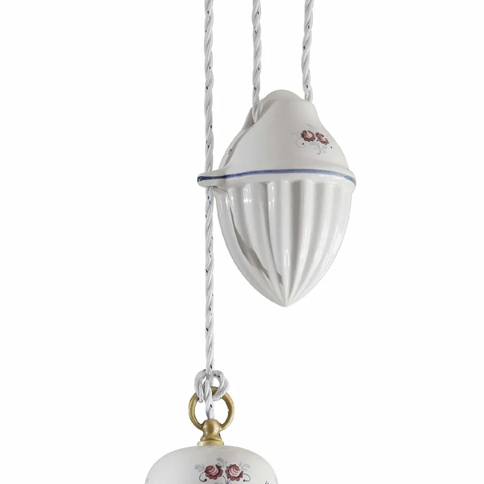 Handgjord keramisk upphängd lampa i keramik och järn - Rom Viadurini