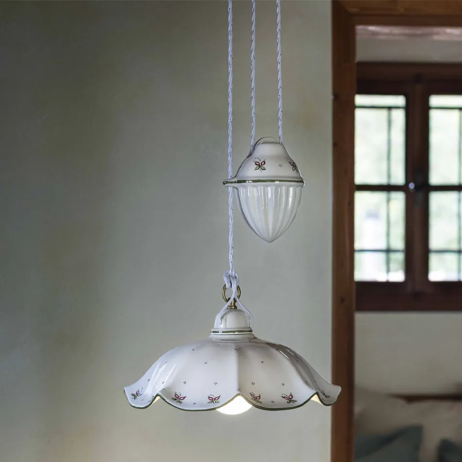 Ups och Down Hänglampa i handdekorerad vågig keramik - Belluno Viadurini