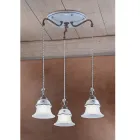 Rund hänglampa i järn, glas, handmålad keramik - Ferrara Viadurini