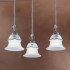 Rund hänglampa i järn, glas, handmålad keramik - Ferrara Viadurini