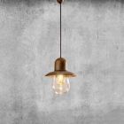 Vintage hängande lampa med mässingsreflektor - Guinguette Aldo Bernardi Viadurini