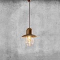 Vintage hängande lampa med mässingsreflektor - Guinguette Aldo Bernardi