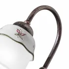 Vintage handmålad bordslampa i järn, glas och keramik - Ferrara Viadurini