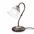 Vintage handmålad bordslampa i järn, glas och keramik - Ferrara