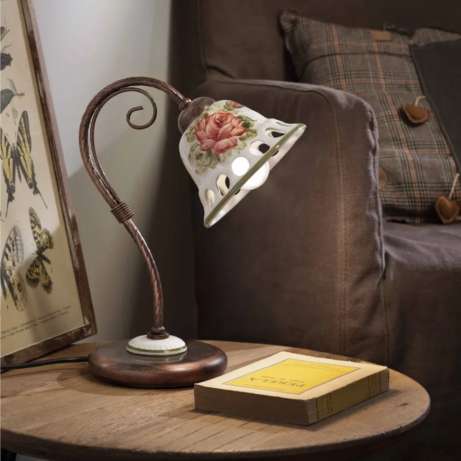 Bordslampa i metall och handgjord keramik med Passanastri - Neapel Viadurini