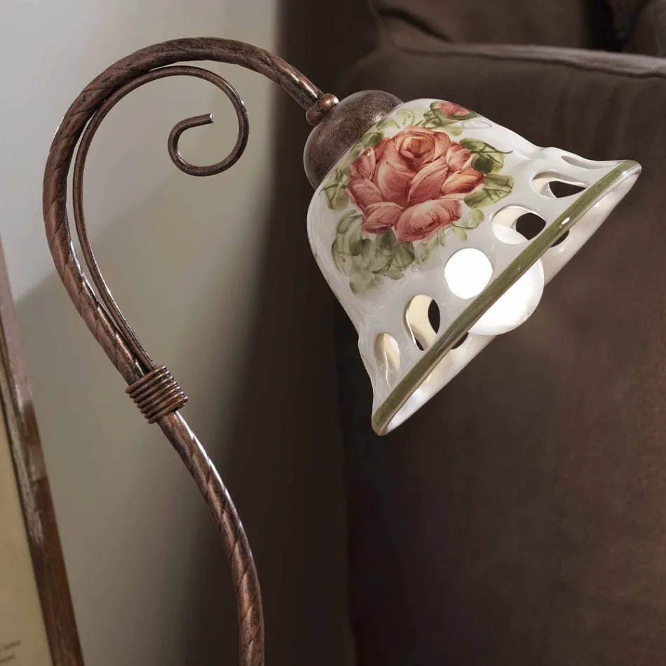 Bordslampa i metall och handgjord keramik med Passanastri - Neapel Viadurini