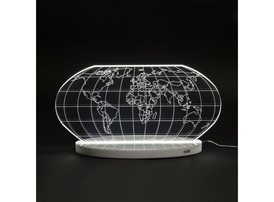 Planisphere Led bordslampa i lasergraverad akrylkristall - Rihanna Viadurini
