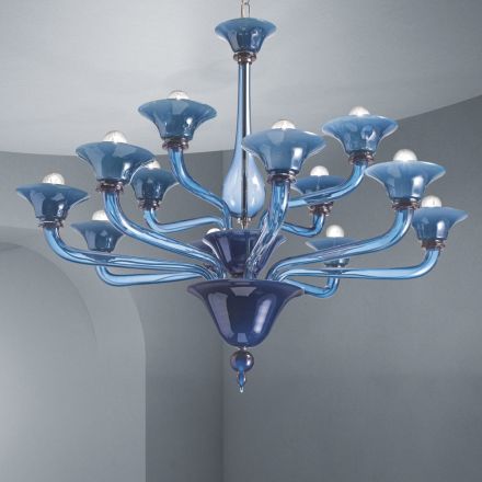 Venetiansk glaskrona 12 lampor tillverkade i Italien - Ismail Viadurini