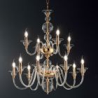 Klassisk ljuskrona 12 lampor i italienskt handgjort glas och metall - Memore Viadurini
