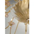 Klassisk ljuskrona med 12 ljus i glas, kristall och lyxmetall - Flandern Viadurini