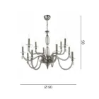 Klassisk ljuskrona med 12 ljus i blåst glas och handdetaljer - Phaedra Viadurini