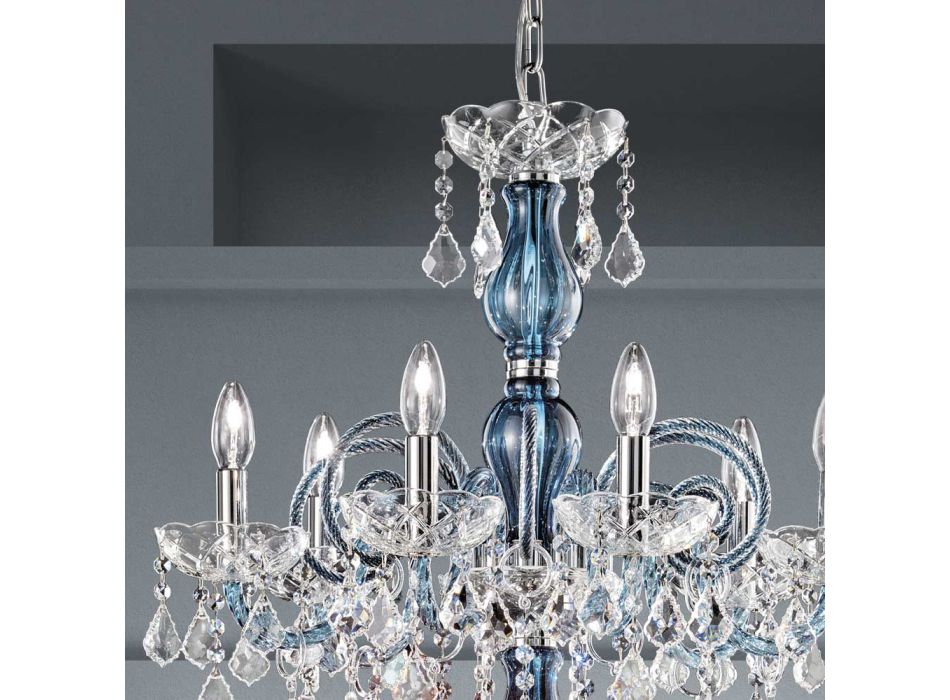 18 ljus ljuskrona i venetianskt glas och metall klassisk - florentinsk stil