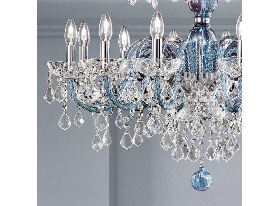 18 ljus ljuskrona i venetianskt glas och metall klassisk - florentinsk stil