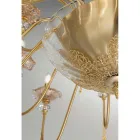 Klassisk ljuskrona med 24 ljus i glas, kristall och lyxmetall - Flandern Viadurini