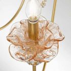 Klassisk ljuskrona med 24 ljus i glas, kristall och lyxmetall - Flandern Viadurini