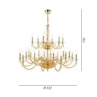 Klassisk ljuskrona med 24 ljus i blåst glas och handdetaljer - Phaedra Viadurini