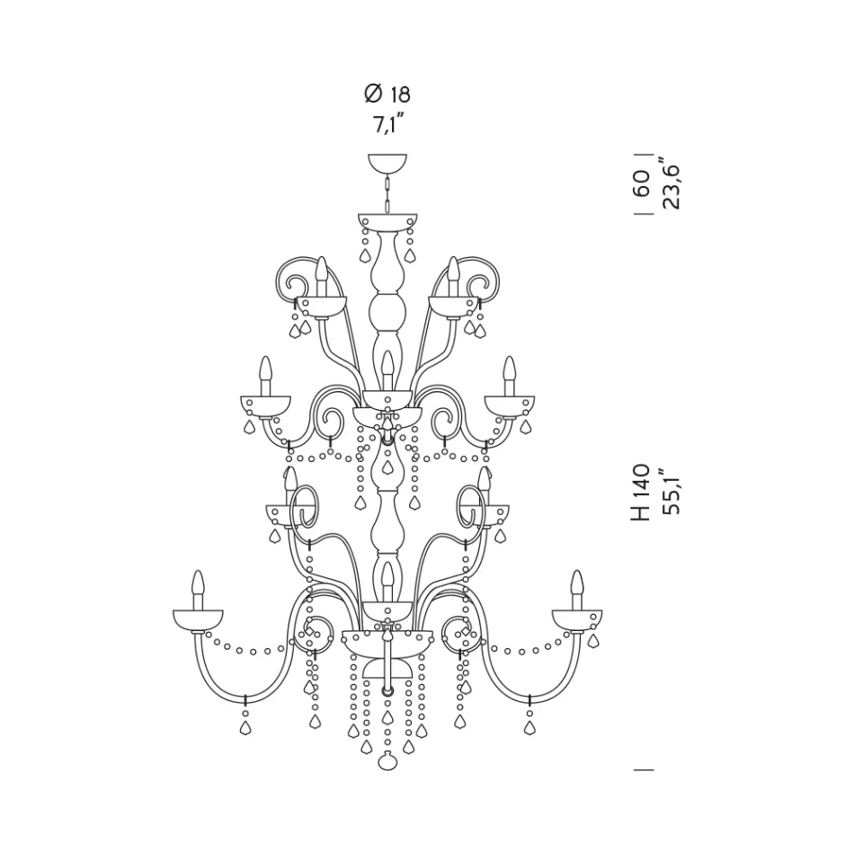 Ljuskrona 27 lampor i venetianskt glas Handgjorda i Italien - florentinska Viadurini
