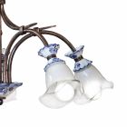 5 lampor Artisan metall, keramik och blommig glaskrona - Vicenza Viadurini