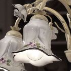 5 ljus ljuskrona i metall och handdekorerad keramik och rosor - Pisa Viadurini