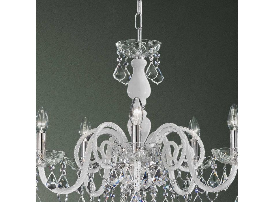 5 ljus ljuskrona i venetianskt glas och metall klassisk - florentinsk stil